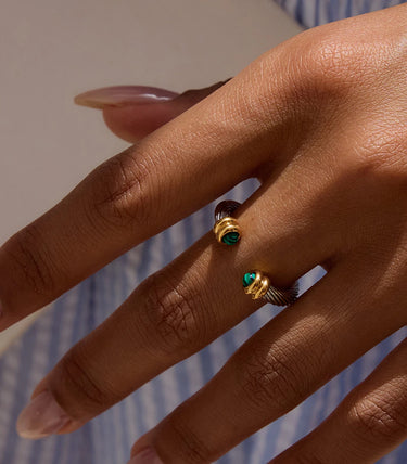 Пръстен rope chain с малахит