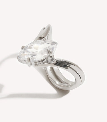 Пръстен с бял циркон маркиз