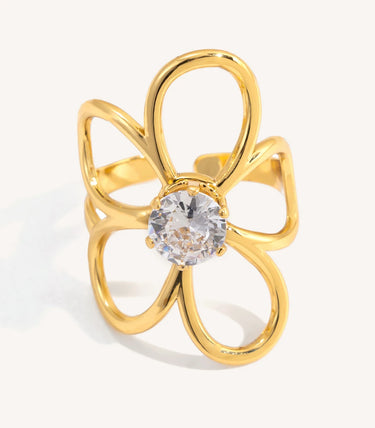 Регулируем пръстен цвете с циркон