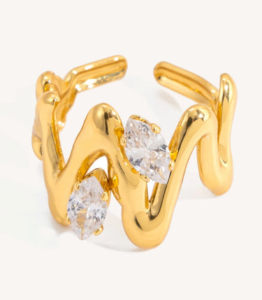 Регулируем пръстен с бели циркони маркиз