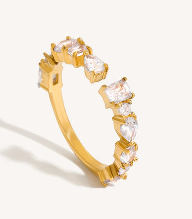 Регулируем пръстен с бели циркони