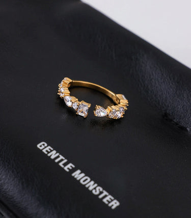 Регулируем пръстен с бели циркони