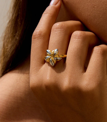 Регулируем пръстен с флорален дизайн