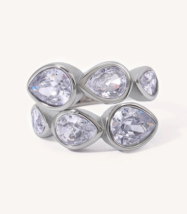 Регулируем пръстен с капковидни циркони