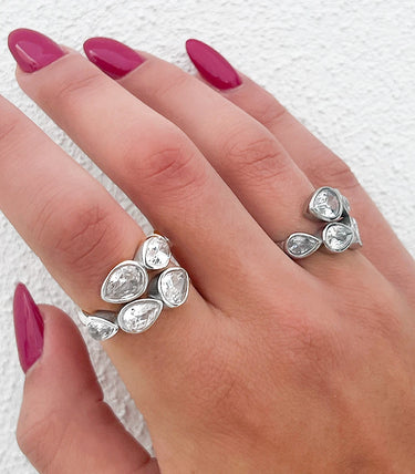 Регулируем пръстен с капковидни циркони