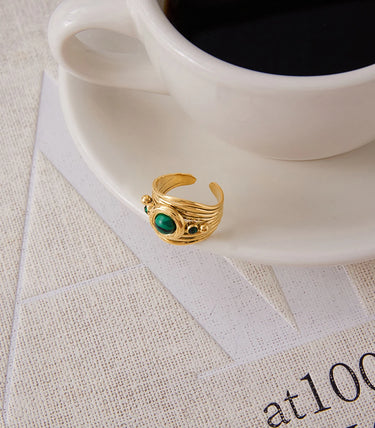 Регулируем пръстен с малахит и циркон