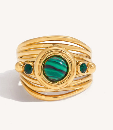 Регулируем пръстен с малахит и циркон