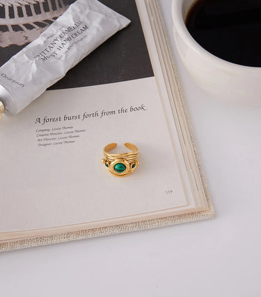 Регулируем пръстен с малахит и циркон