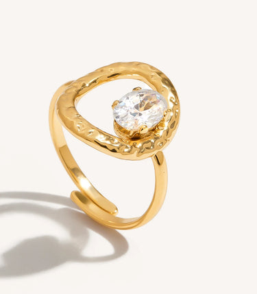 Регулируем пръстен с релефен дизайн и циркон