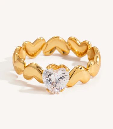Регулируем пръстен сърца с циркон