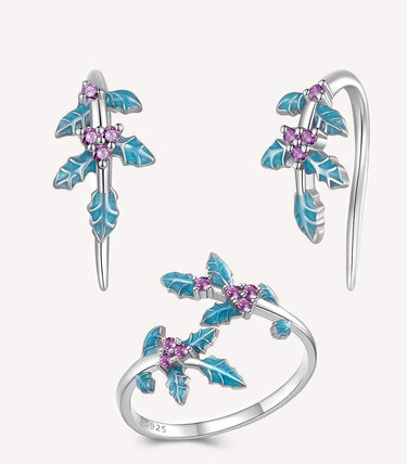 Сребърен комплект „Празничен илекс“