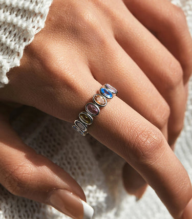 Сребърен пръстен „Цветни блянове“