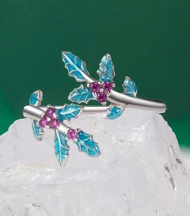 Сребърен пръстен „Празничен илекс“