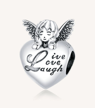 Сребърен талисман „Живей, обичай и се смей!“