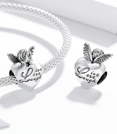 Сребърен талисман „Живей, обичай и се смей!“