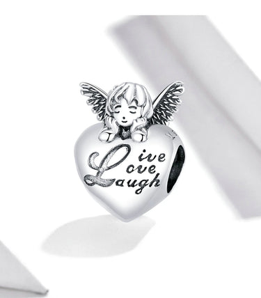 Сребърен талисман „Живей, обичай и се смей!“