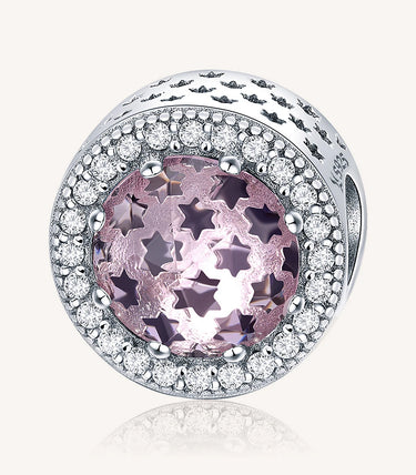 Сребърен талисман „Камък на вярата“ - розов