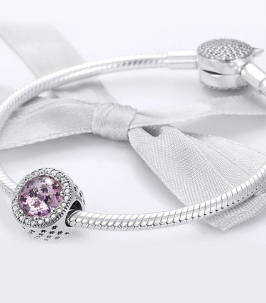 Сребърен талисман „Камък на вярата“ - розов