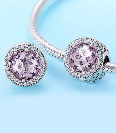 Сребърен талисман „Камък на вярата“ - розов