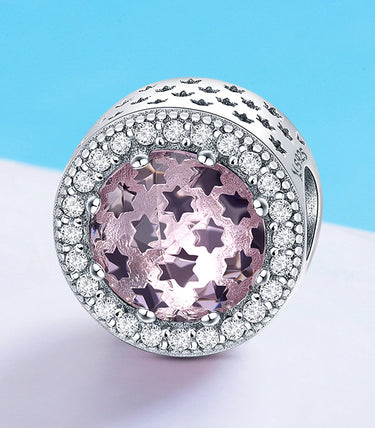 Сребърен талисман „Камък на вярата“ - розов