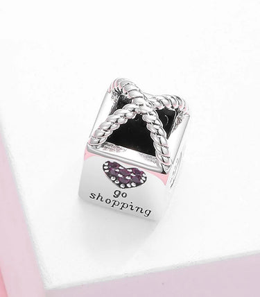 Сребърен талисман „Обичам шопинга“