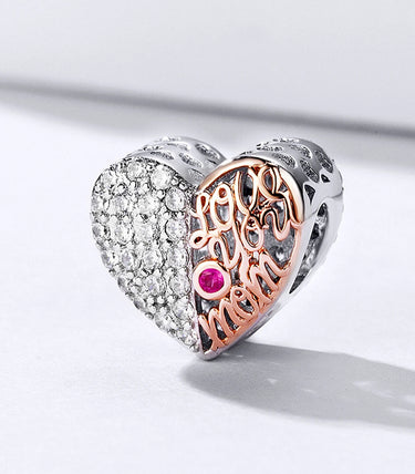 Сребърен талисман „Обичам те, мамо“