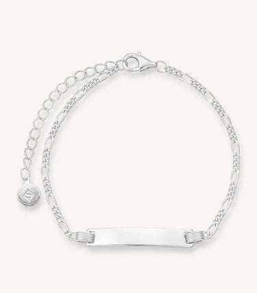 Сребърна гривна с Figaro плетка и плочка