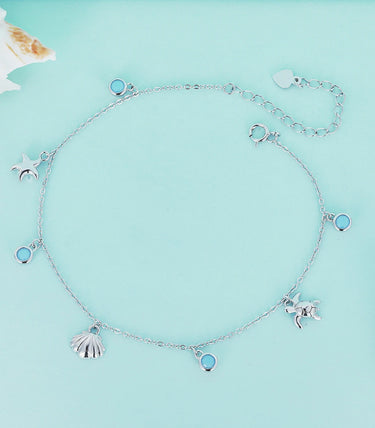 Сребърна гривна за крак „С полъх на море“