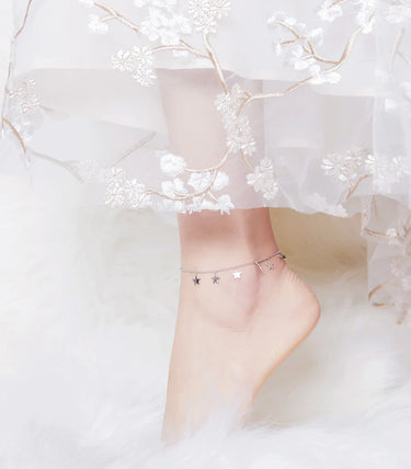 Сребърна гривна за крак „Twinkle Star“