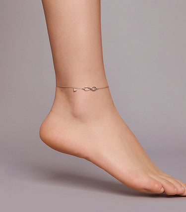 Сребърна гривна за крак „Завинаги“