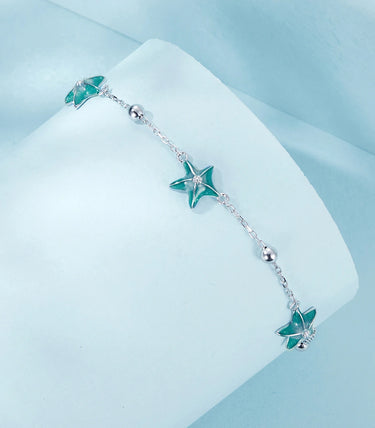 Сребърна гривна за крак „Звездички за теб“