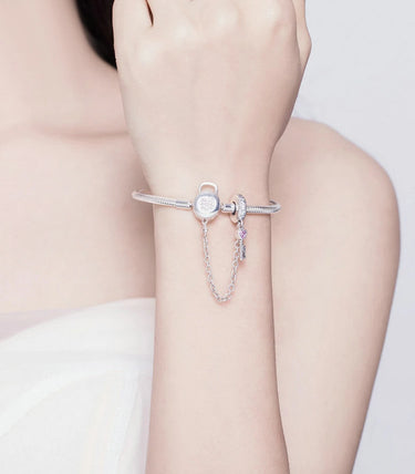 Сребърна мека гривна за талисмани "Ключът към моето сърце"