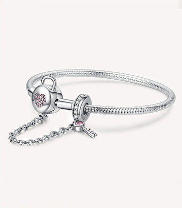 Сребърна мека гривна за талисмани "Ключът към моето сърце"