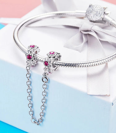 Сребърна осигурителна верижка „Цветя на щастието“