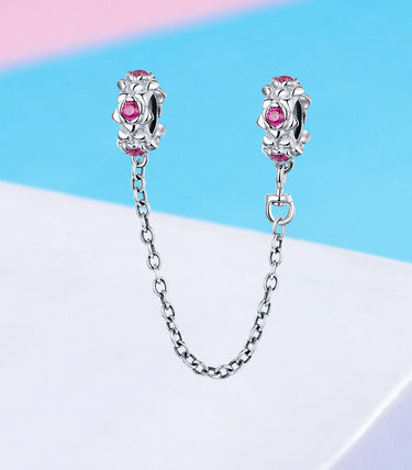 Сребърна осигурителна верижка „Цветя на щастието“