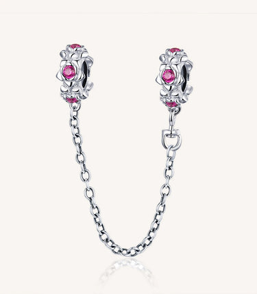 Сребърна осигурителна верижка „Цветя на щастието“