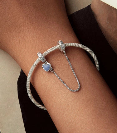 Сребърна осигурителна верижка „Искряща любов“