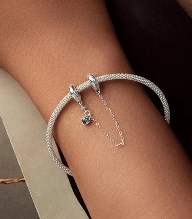 Сребърна осигурителна верижка „Мир и любов“