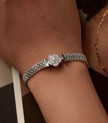 Сребърна плоска гривна за талисмани "Брилянс"