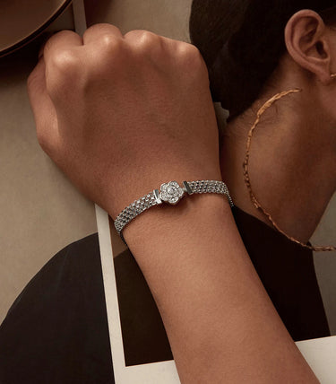 Сребърна плоска гривна за талисмани "Брилянс"