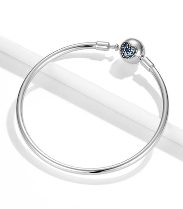 Сребърна твърда гривна за талисмани "С голямо сърце"