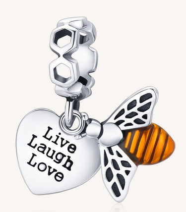 Сребърна висулка „Живей, обичай и се смей!“