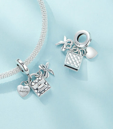 Сребърна висулка „Обичам шопинга“