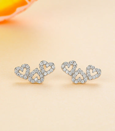 Сребърни обеци „Танцът на сърцата“