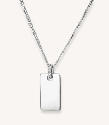 Сребърно колие с правоъгълна плочка