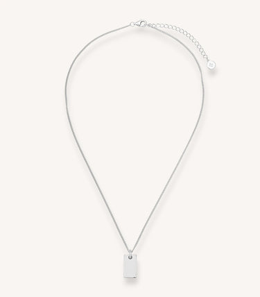 Сребърно колие с правоъгълна плочка