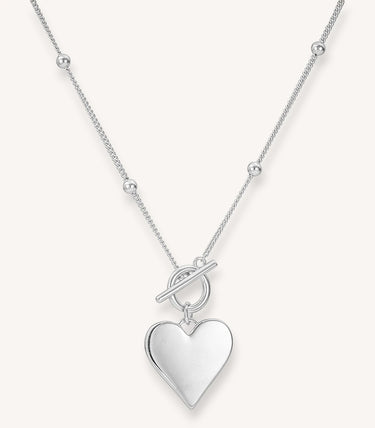 Сребърно колие сърце T-lock
