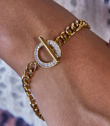 T-lock гривна с кубинска плетка и циркони