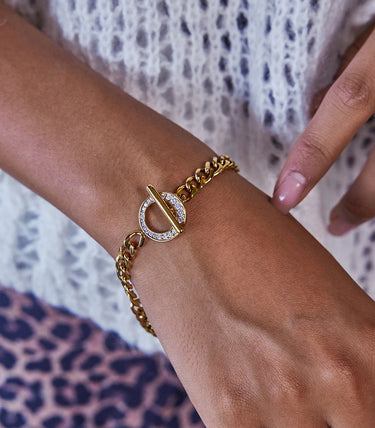 T-lock гривна с кубинска плетка и циркони