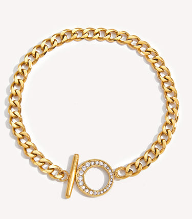 T-lock гривна с кубинска плетка и циркони